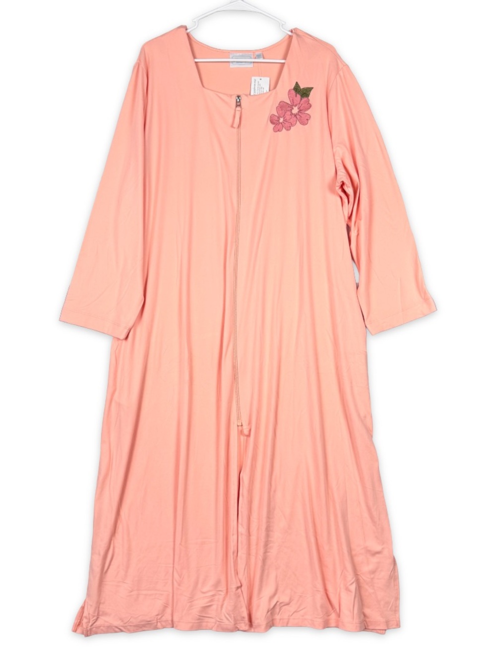 National Nightgown Robe Womens L Large Peach Full Zip Pockets NWT